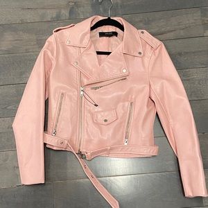 Zara pink leather jacket